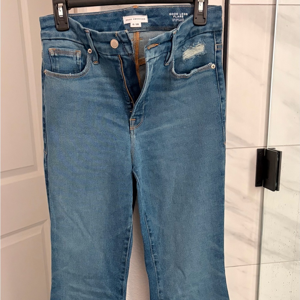 Good American Light Blue Flare Jeans